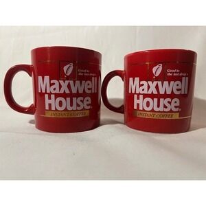 Vintage Instant Maxwell House Coffee Cup (set of 2) Red Made in England FPC